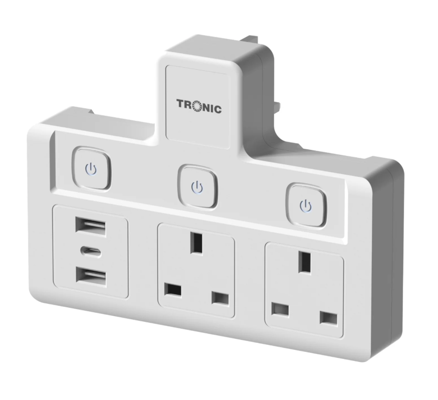 3-Way Extension Socket with USB & Type-C – 13A Fast Charging Power Strip