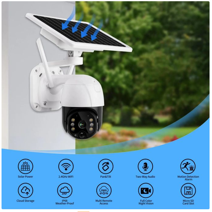 4G Solar Security Camera – PTZ Outdoor Smart CCTV with Night Vision